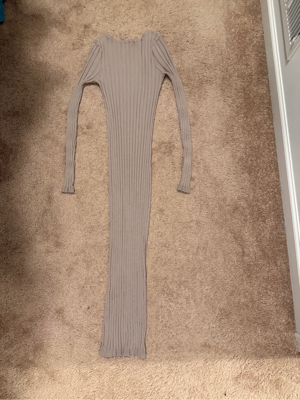 Forever 21 Taupe Ribbed Long Sleeve Maxi Dress